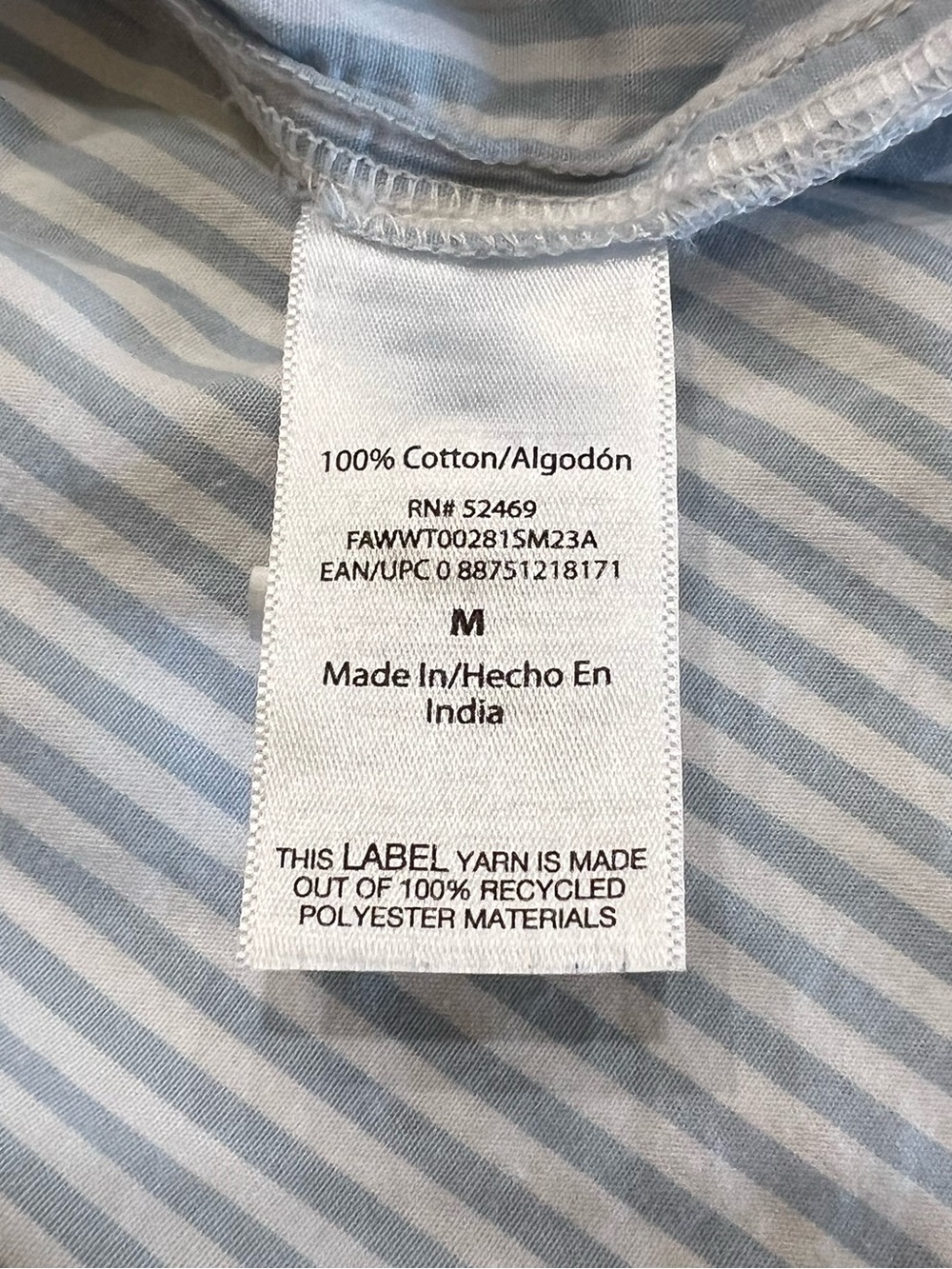 Free Assembly Blue White Stripe 100% Cotton Peplum Blouse Medium - Picture 6 of 8